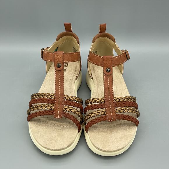 NEW JBU Women’s Prague T-Strap Sandals Brown/bronze Size 6.5M - Picture 3 of 10